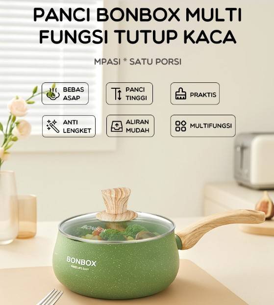 Panci Dengan Tutup Kaca Anti Lengket BKE41201 Bonbox